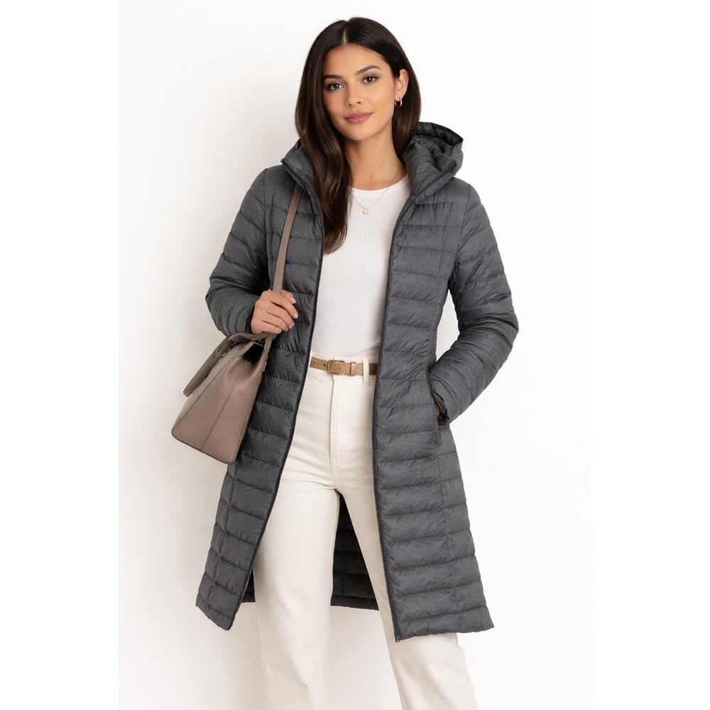 Aritzia Tna Botanie Super Light Hooded Down Puffer long- Dark Grey - Large - Picture 2 of 10
